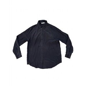 Everlane Shirt Women Black SzM 100%Silk Slate Button-Up Sutter Street Long Sleve